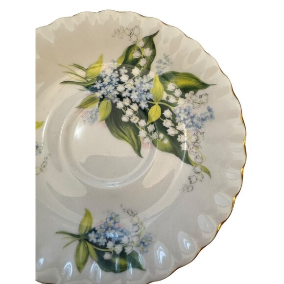 1 Vintage Royal Sutherland Lily Of The Valley Fine Bone China Saucer - Picture 4 of 6